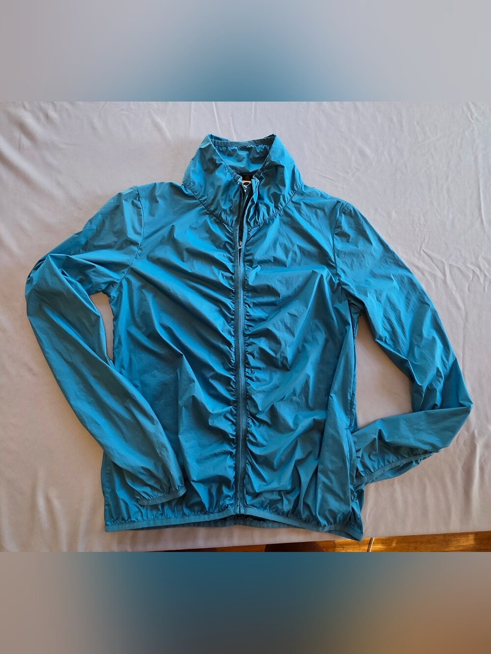 Roxy Ruched Packable Lightweight Women's Windbreaker Jacket Teal Blue M